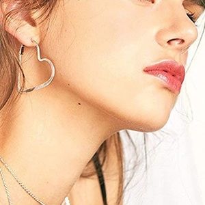 NWT Stainless Steel Heart Hoop Earrings